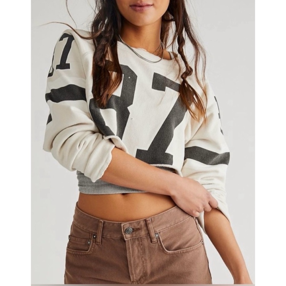 Free People Retro Brand Varsity Sweatshirt FLAWED